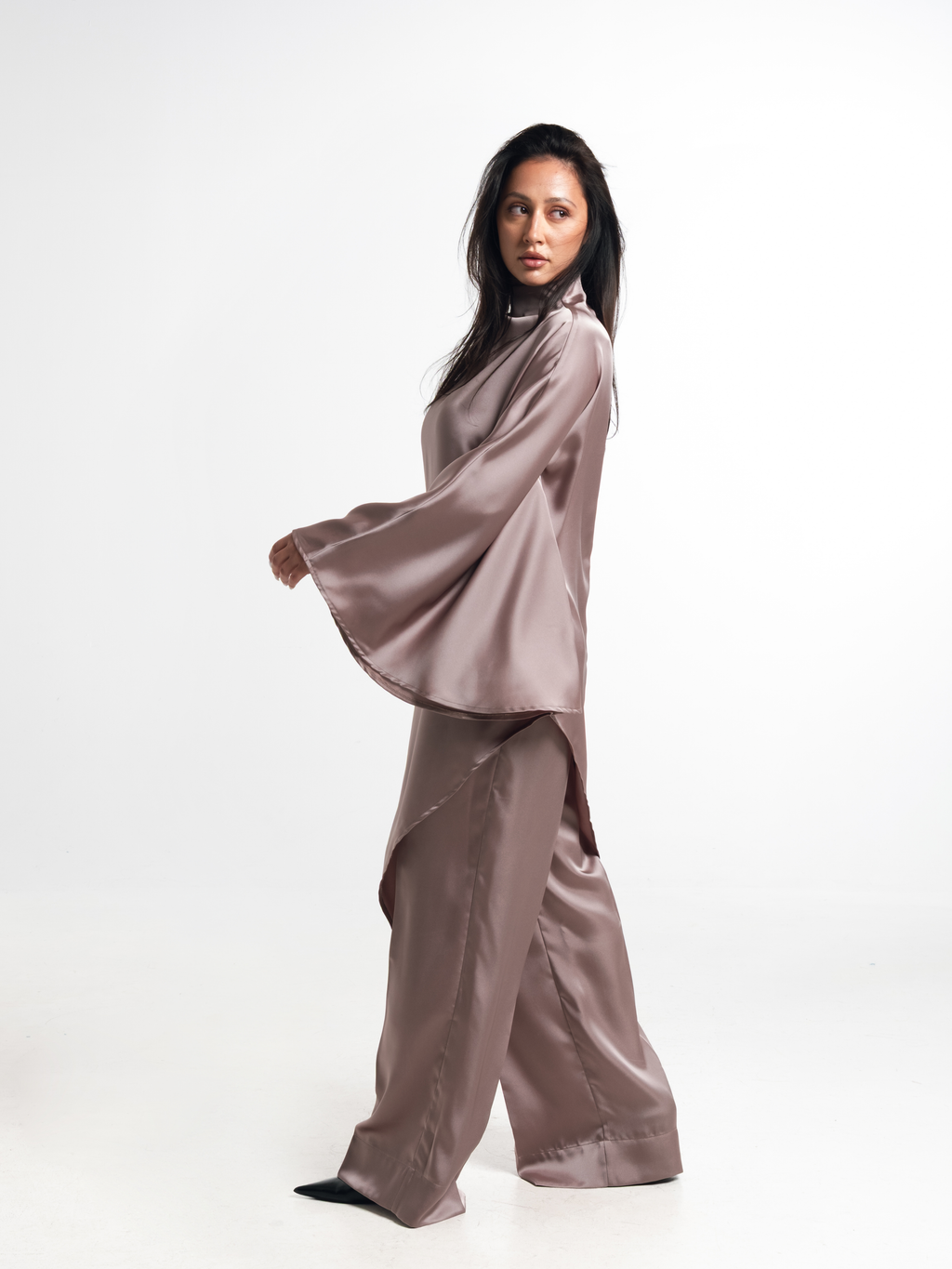 Nadira Dusty Pink Satin Set