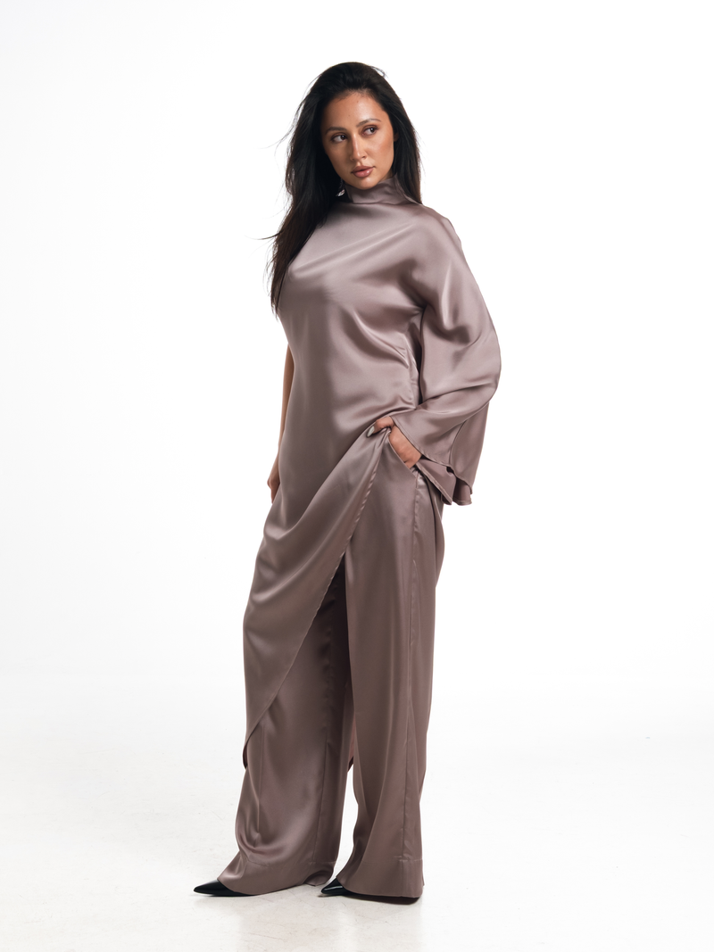Nadira Dusty Pink Satin Set