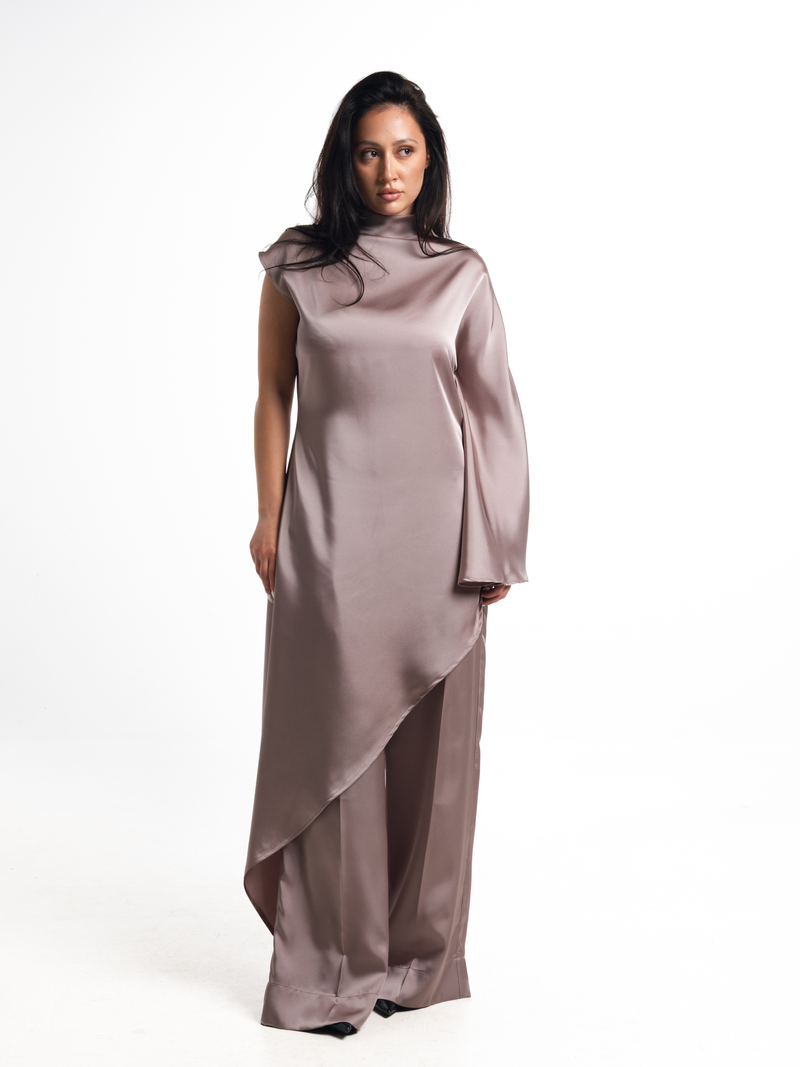 Nadira Dusty Pink Satin Set