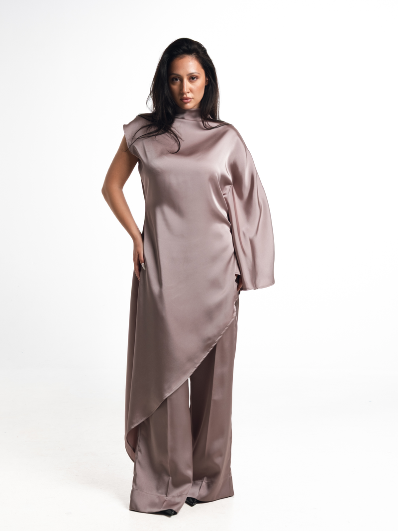 Nadira Dusty Pink Satin Set