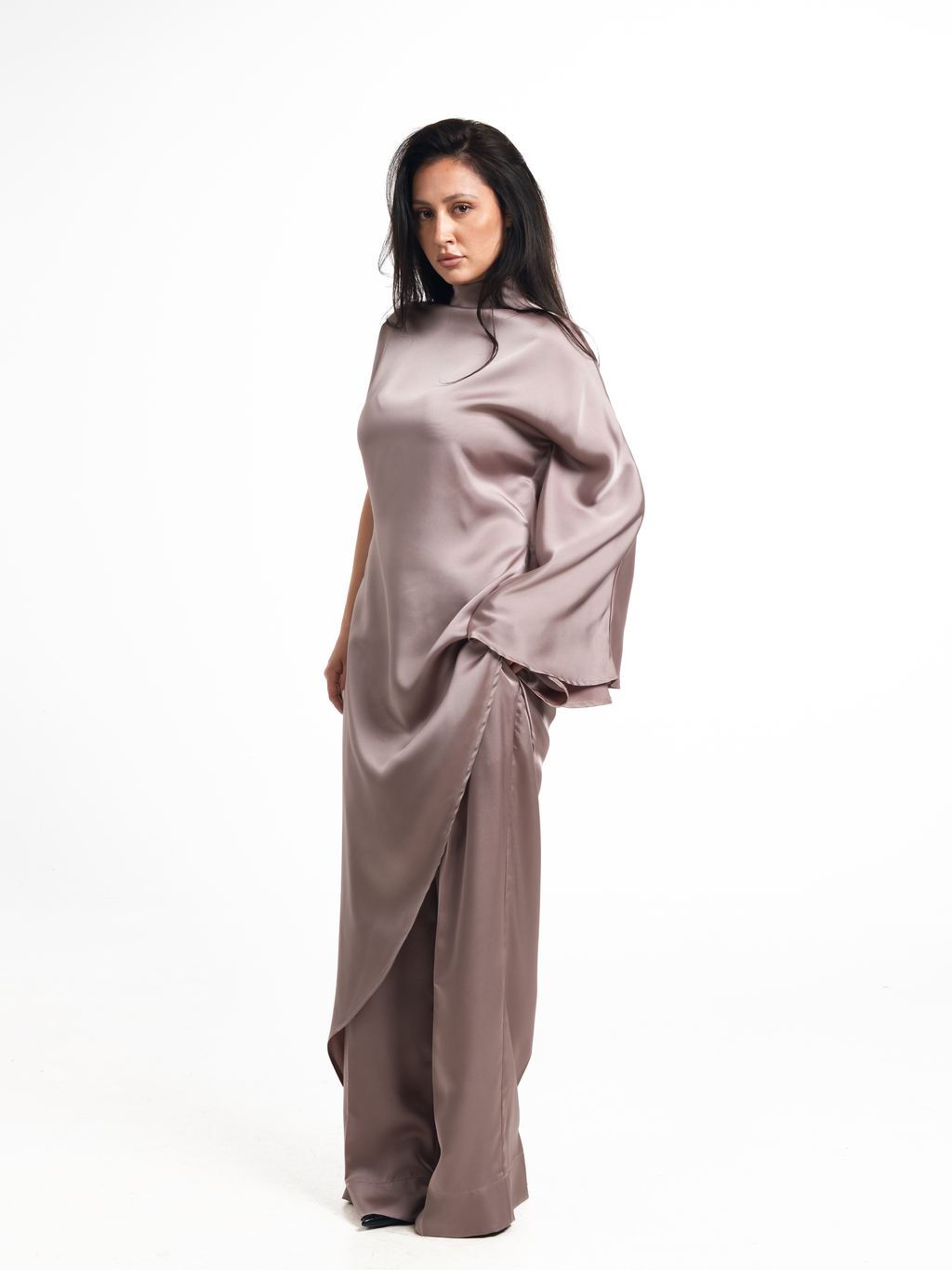 Nadira Dusty Pink Satin Set