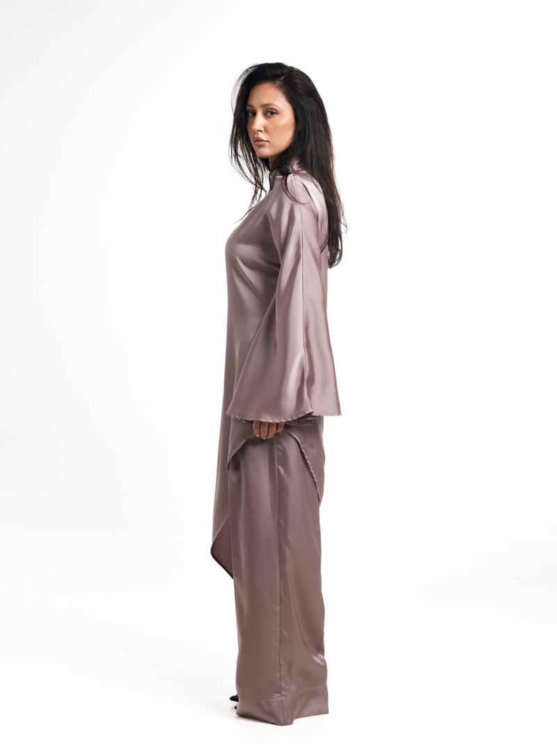 Nadira Dusty Pink Satin Set
