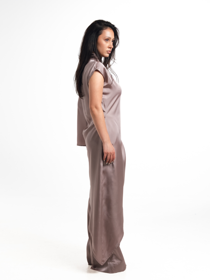 Nadira Dusty Pink Satin Set